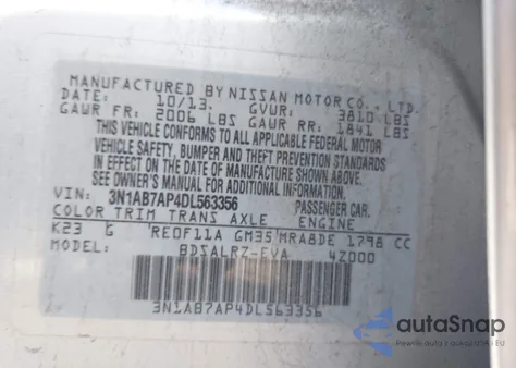 2013 Nissan Sentra Sr из США, поврежденный, VIN 3N1AB7AP4DL563356